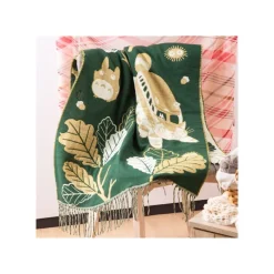 Textile|Maison Ghibli Étole vert foncé Feuilles de chêne - Mon Voisin Totoro